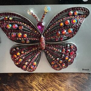 Large 4” Sparkly Butterfly Brooch